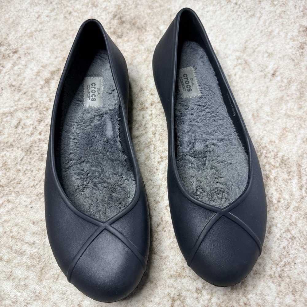 Crocs Olivia II Ballet Flats Women's Size 9 Faux Fur Lined Dual Comfort Shoes - Picture 5 of 11